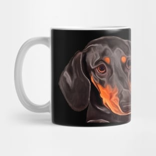 Natural Ear Cute Sad Doberman Puppy Watercolor Painting Mug